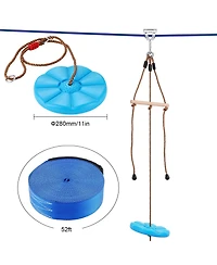 Hongge 52 ft Backyard Zip Line Kit Rated to 500 lbs with Nylon Safety Harness Seat and Handlebar