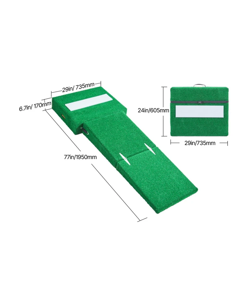 Hongge Foldable 77 in Pitcher's Mound with Dampproof Wood Core and Antifade Turf for Baseball and Softball Practice