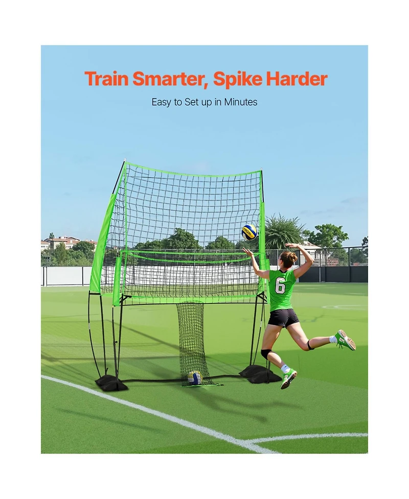 Hongge Height Adjustable Volleyball Training Net System 8 x 11 ft with Ball Return for Serving and Spiking Practice