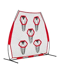 Hongge 7 x 7 ft Quarterback Throwing Practice Net Featuring 5 Target Pockets and Reinforced Base for Passing Drills