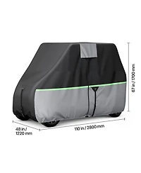 Hongge Full Coverage Golf Cart Cover for 4-Passenger Carts 600D Oxford with Pu Coating and Three Zipper Doors