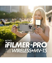 Movo iFilmer-pro Smartphone Rig with Dual Grip Cage, Wireless Lavalier Mics, and Full Size Tripod for iPhone and Android