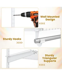 Hongge 4-8 Ft Wall Mounted Closet Organizer System with Hanging Rods