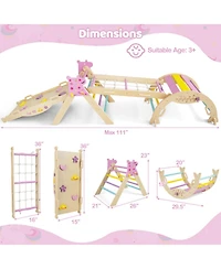 Hongge 8-in-1 Foldable Montessori Wooden Climbing Set, Ages 3+
