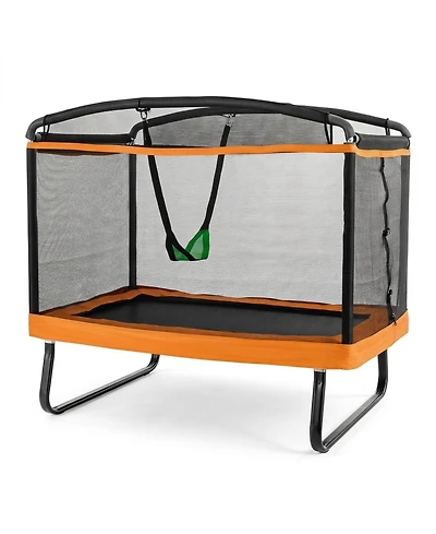 Hongge 6 Feet Kids Trampoline with Removable Swing and Safety Enclosure Net, 220 lb Capacity, Ages 3+