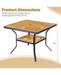 Sugift 37 inch Square Outdoor Dining Table for 4 with Acacia Wood Top and 2in Umbrella Hole
