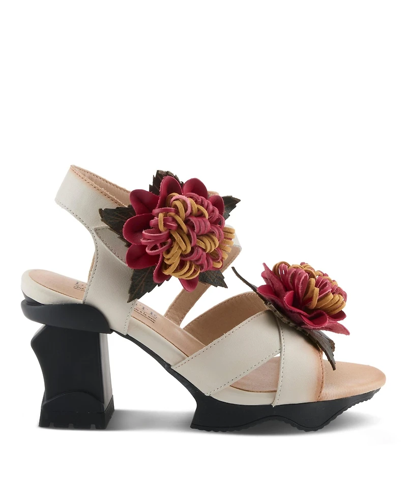 L'Artiste Women's Hooked 3D Floral Heel Sandal with Striking Style and Comfort