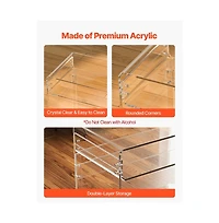 Slickblue Transparent Acrylic End Table with Lower Shelf, Modern Accent Table for Bedroom and Office-Clear