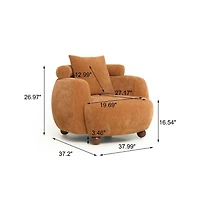Maison Boucle Chenille Club Chair for Living Room, Nordic-Style Bucket Chair, Upholstery, Plush Cushioned Seat, Lounge Accent with Pillow