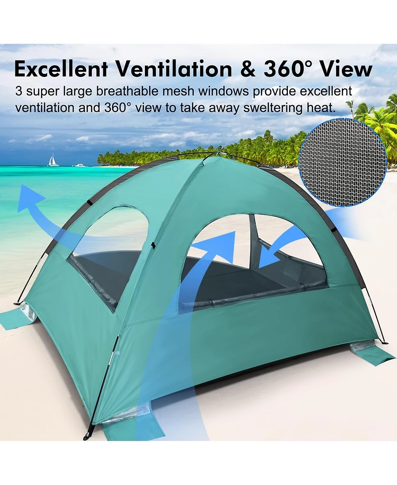 Aofar Beach Tent Sun Shade Shelter Extendable Floor Mesh Windows