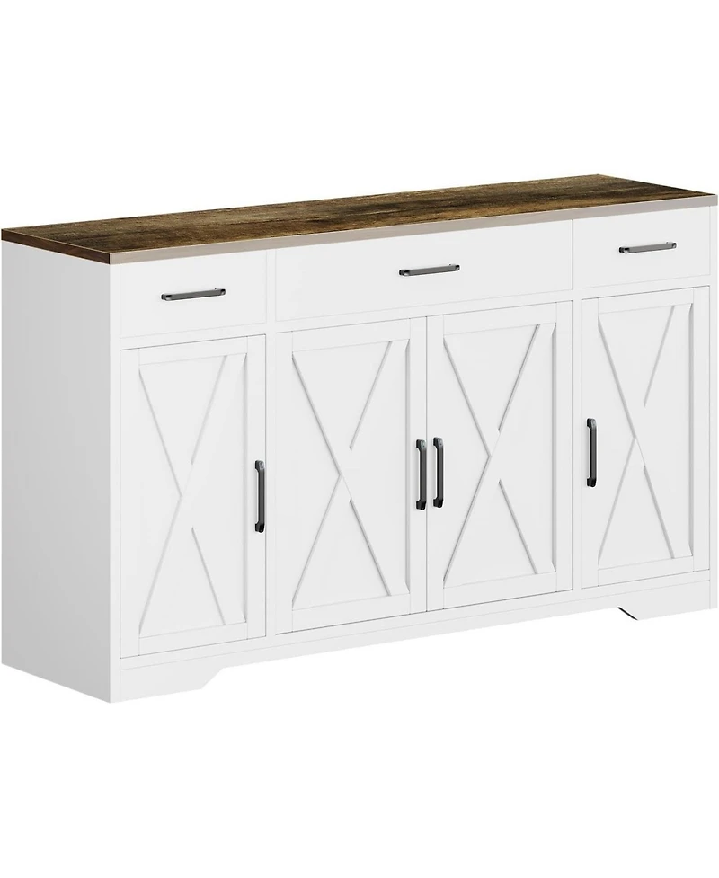 homfan 55" Farmhouse Sideboard Buffet Cabinet with 3 Drawers