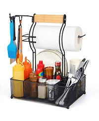 Piscifun Grill Caddy With Paper Towel Holder 7 Compartment Camping Bbq Organizer