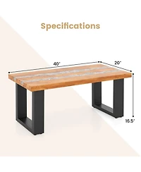 Sugift Teak Wood Patio Table with River-Like Epoxy Tabletop