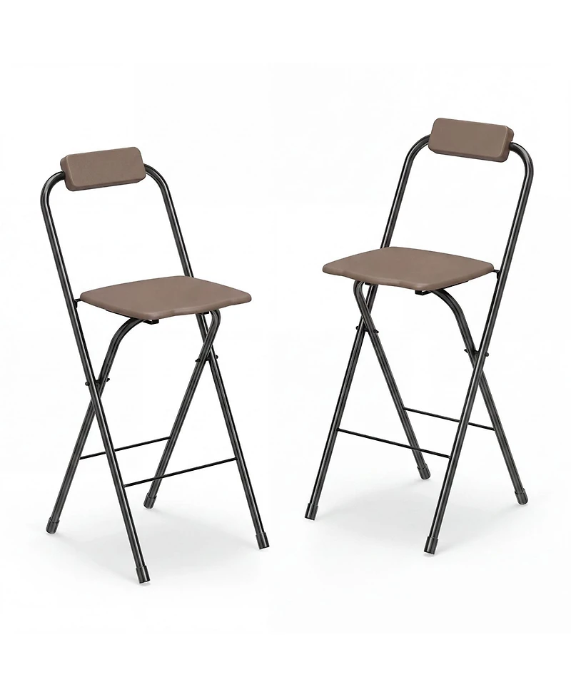 Gymax 2 Piece Folding Bar Stools with Ergonomic Seat and Comfortable Footrest Anti-Slip Feet