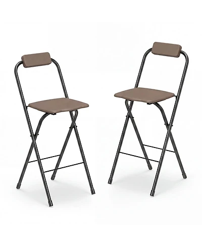 Gymax 2 Piece Folding Bar Stools with Ergonomic Seat and Comfortable Footrest Anti-Slip Feet
