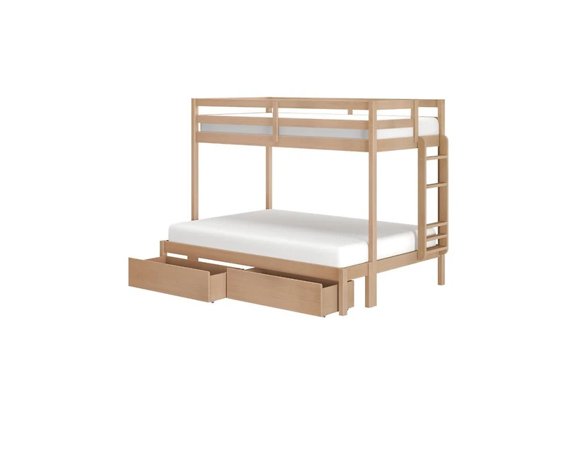 Grain & Grove Bear Furniture Plywood Twin/Full Bunk with Underbed Storage Drawers