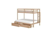 Grain & Grove Bear Furniture Plywood Twin/Full Bunk with Underbed Storage Drawers