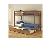 Grain & Grove Bear Plywood Twin/Twin With Trundle, Oak Embossed Pecan