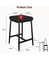 homfan Set of 4 26" Backless Counter Stools with Extra-Wide Padded Seats