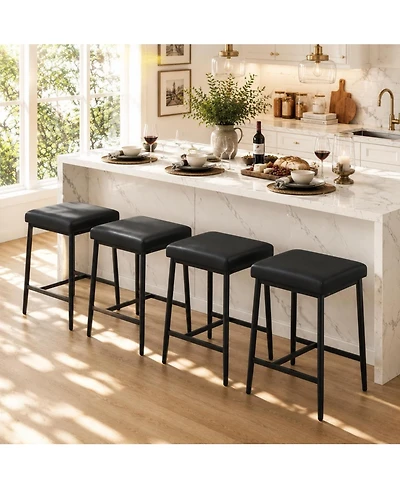 homfan Set of 4 26" Backless Counter Stools with Extra-Wide Padded Seats