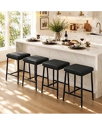 homfan Set of 4 26" Backless Counter Stools with Extra-Wide Padded Seats