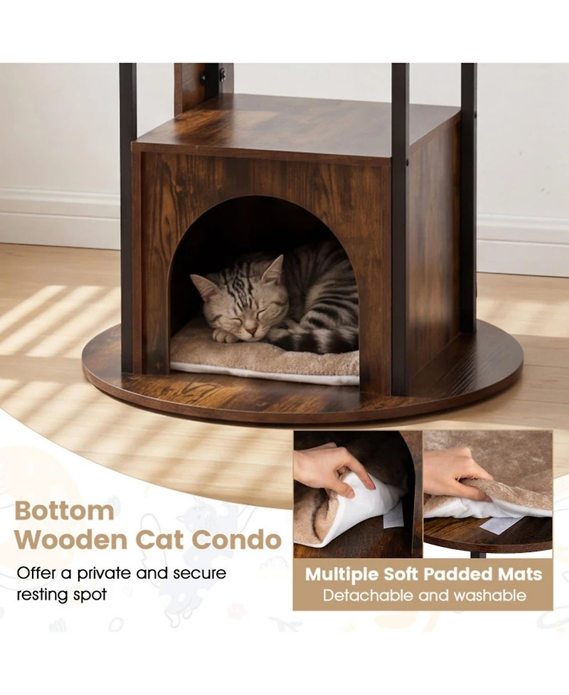 Sugift 72-in Tall Multi-Level Cat Condo with Top Perch Platforms and Removable Washable Mats