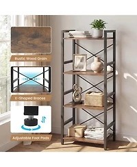 Sugift 4-Tier Narrow Freestanding Bookshelf Display Shelf with Metal Frame