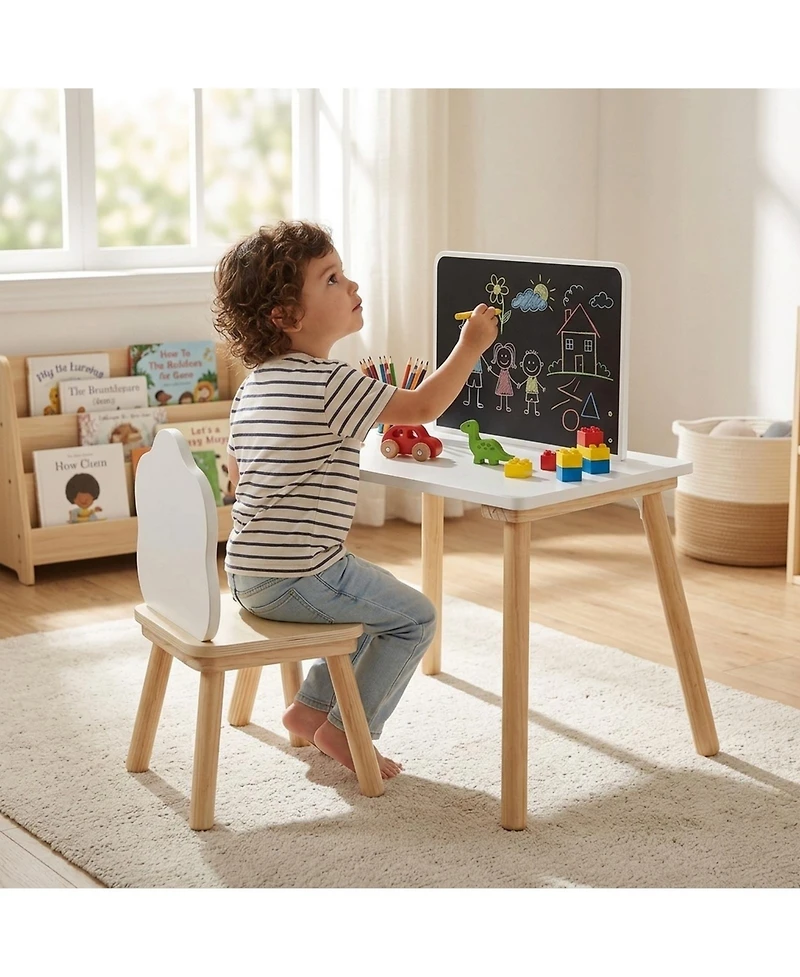 Sugift Kids Weaning Table and Chair Set with Chalkboard