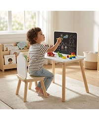 Sugift Kids Weaning Table and Chair Set with Chalkboard