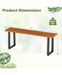 Sugift Set of 2 Wood Patio Dining Benches 47.5 Inch Long for Entryway Poolside