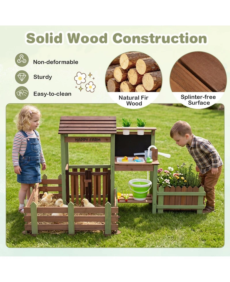 Sugift Mud Farm Fir Wood Planter Box Playset, Ages 3+