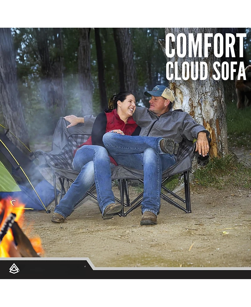 Piscifun Oversized Double Camping Loveseat 600lb Capacity Foldable Outdoor Chair With Cup Holders Carry Bag