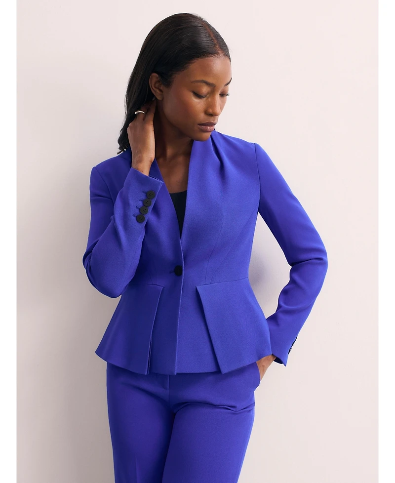 The Fold Women's Clifton Fitted Peplum Crepe Blazer