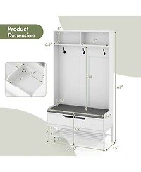 Sugift 69 in Tall 4-in-1 Hall Tree Coat Rack with Seat Cushion and Shoe Storage