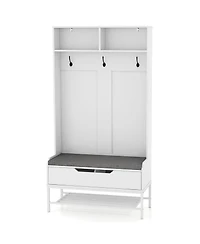 Sugift 69 in Tall 4-in-1 Hall Tree Coat Rack with Seat Cushion and Shoe Storage