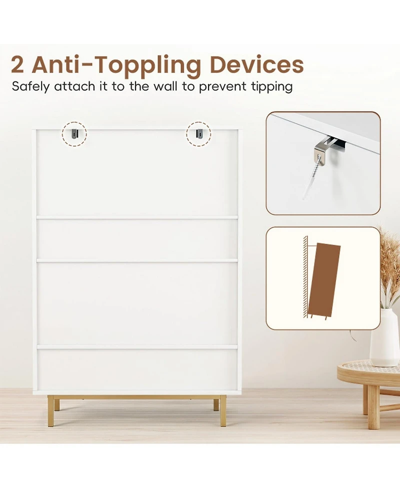 Sugift 43 in 6-Tier Tall Shoe Cabinet with Double Doors and Adjustable Shelves