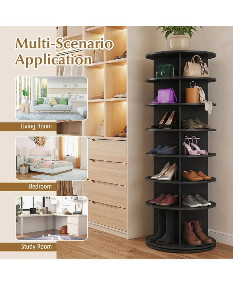 Sugift 7-Tier Rotating Shoe Rack Tower Freestanding Spinning Shoe Organizer Holds 28 Pairs