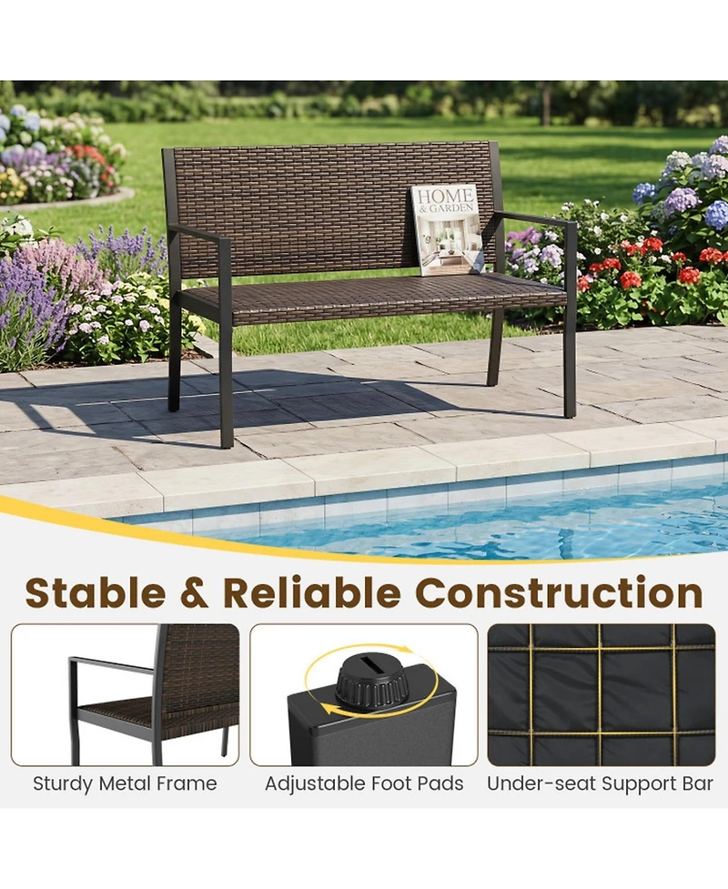 Sugift Sun-Proof Rattan Loveseat with Soft Sponge Seat for 2