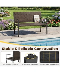 Sugift Sun-Proof Rattan Loveseat with Soft Sponge Seat for 2