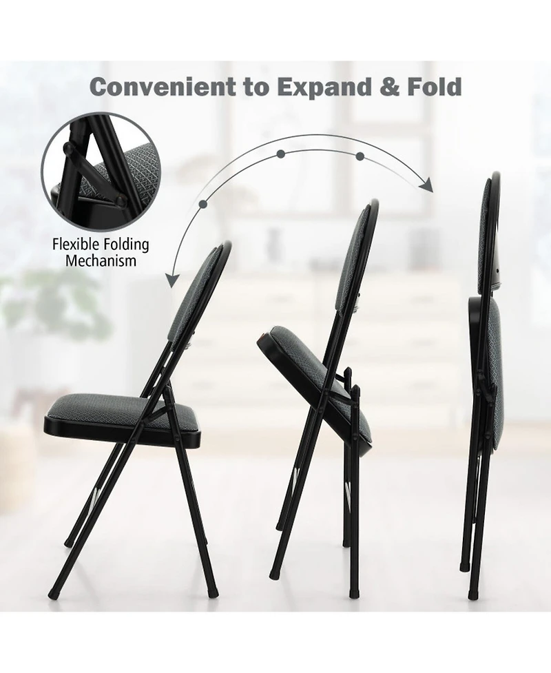 Gouun Set of 2 Padded Folding Office Chairs with Backrest 18 Inch Seat
