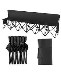 Hongge 6 Seat Foldable Sideline Bench 94 in with Back Rest and Storage Pockets for Sports and Camping