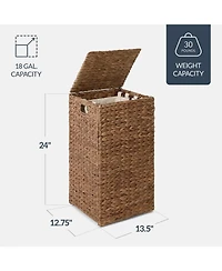 Best Choice Products Small Laundry Hamper With Lid, Handwoven Basket, Washable Liner and Handles