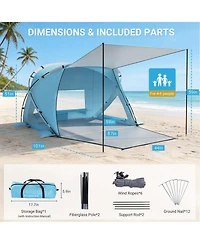 Aofar Beach Tent Sun Shelter Pop Up Upf 50+ Uv Protection Portable Waterproof Family Cabana Shade
