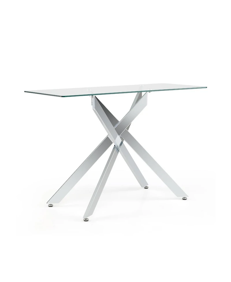 Slickblue Modern Glass Console Table with Clear Tempered Glass Top