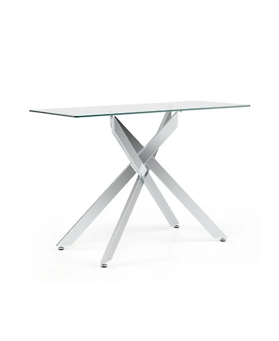 Slickblue Modern Glass Console Table with Clear Tempered Glass Top