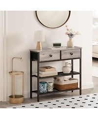 Slickblue 29.5-Inch Narrow Behind Sofa Table with Fabric Storage Drawers