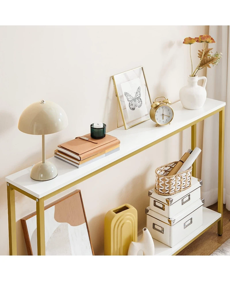 Slickblue Slim 120cm 2-Tier Console Table with Storage Shelf for Small Spaces
