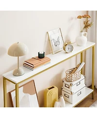 Slickblue Slim 120cm 2-Tier Console Table with Storage Shelf for Small Spaces
