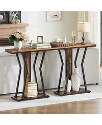 Slickblue Modern Narrow Console Table 29.5 Inch with 2-Tier Open Storage