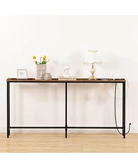 Slickblue 63-Inch Entryway Console Table with Built-In Charging Station